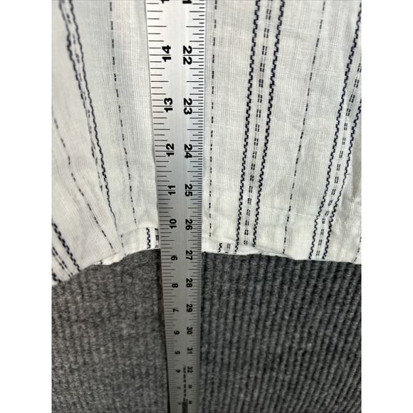 Time And Tru Womens Ruffle Collar Tank Top Size Large Linen Blend Striped Boho - Picture 10 of 10